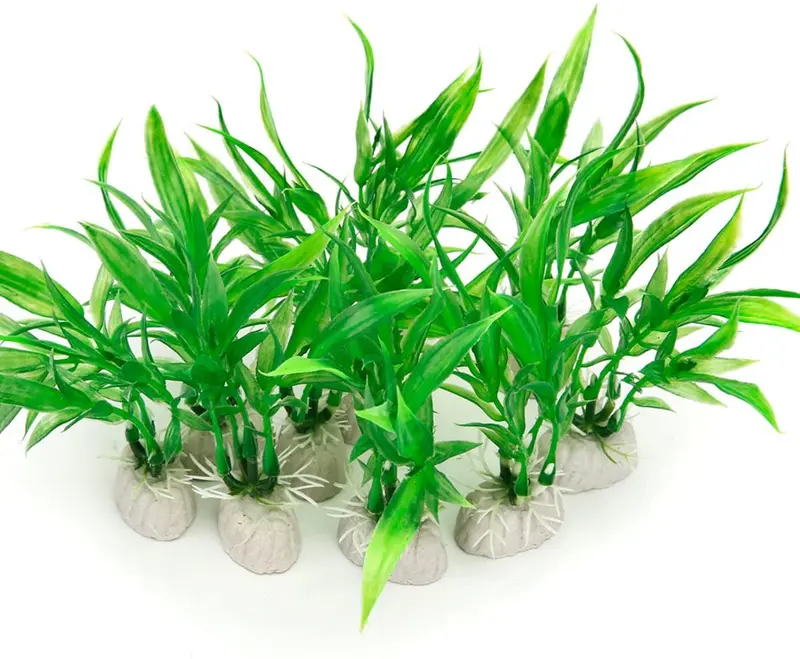 10 unidades) Acuario Artificial Plantas, pequeño tamaño 4 inch Altura aproximada Comsun Fish Tank Decoración Home Decoración de plástico verde
