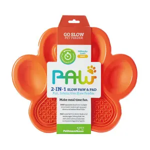2-en-1 Plato para Comer Lento y Lick Mat en Naranja de PetDreamHouse