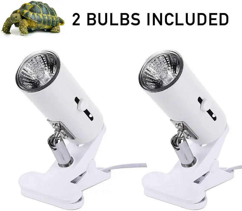 2-Pack 25W UVA UVB Lamp Lights with Bulbs| Heat and Light for Reptiles and Amphibian Tanks, Terrariums Cages | Adjustable and Rotates 360° | Clip or Hang Light | Works with Various Light Bulbs