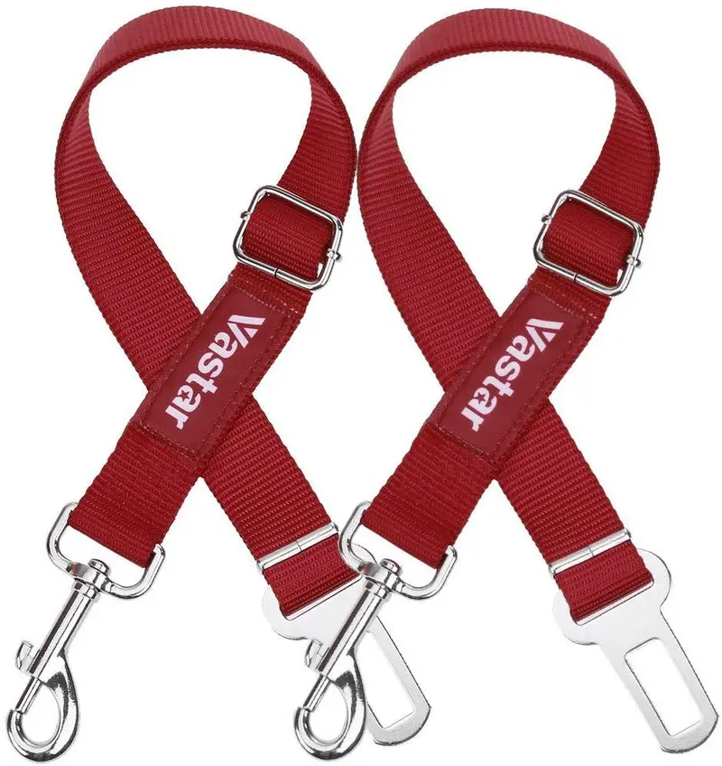 2 paquetes de cinturón de seguridad de coche para perros y gatos ajustables de Vastar, fabricados con tela de nailon; para enganchar al arnés