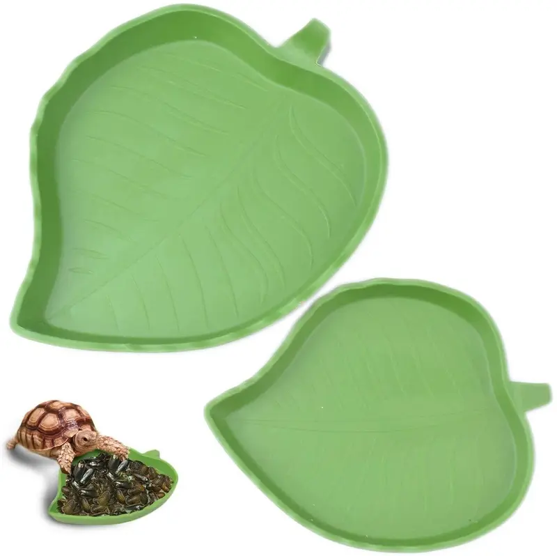 2 unidades Leaf Reptil Alimentos y Agua Tazón para mascota Acuario Ornamento terrario Plato Plate Lagartos Tortoises o pequeños Reptiles