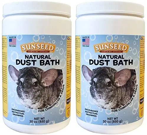 (2 unidades) sunseed Natural polvo baño para chinchillas, Contenedor de 30 onzas por