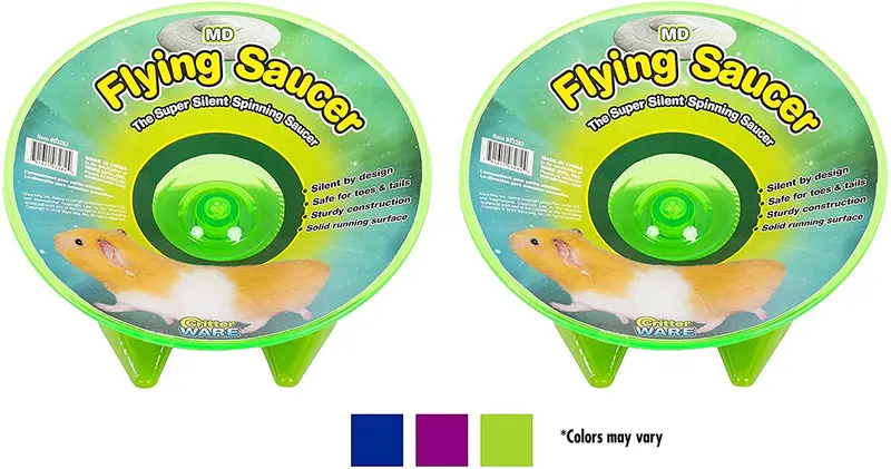 (2 unidades) Ware Flying Saucer mascota pequeña Ejercicio ruedas, 7 – 1/4-inch, Medio, Colores pueden variar