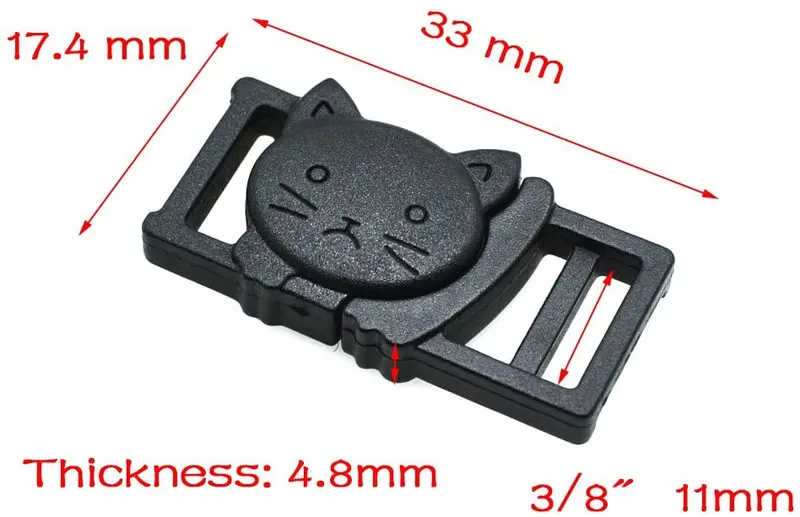 25pcs 3/8" Safty Breakaway Hebillas para Cat Collar Negro