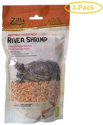 (3 Pack) Zilla Reptil Alimentos Munchies Río Camarón de 2 onzas cada