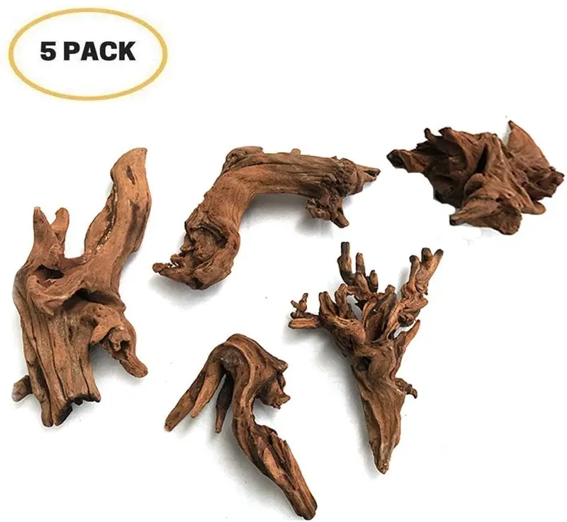 5 ramas de madera de deriva para acuario, decoración de acuario, madera natural, para decoración de peces, para lagartijas, tamaño pequeño, tamaño pequeño