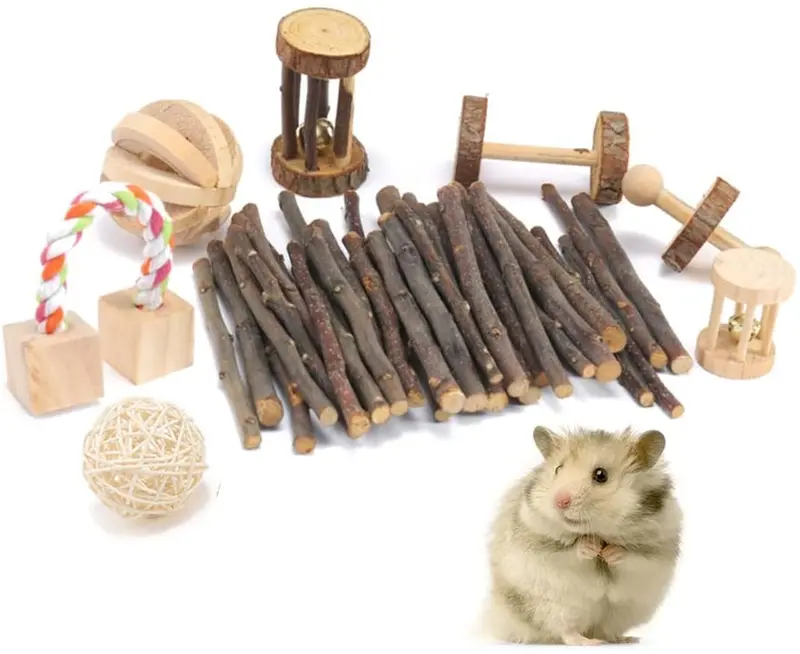 8 Pack Rat Chinchilla Chew Toys Accessories Bunny Rabbits Pet Chew Toys Pet Supplies Guinea Pig Accessories, Natural Wooden Gerbil Hamster Chew Toys Accessories for Birds Bunny Rabbits Gerbils