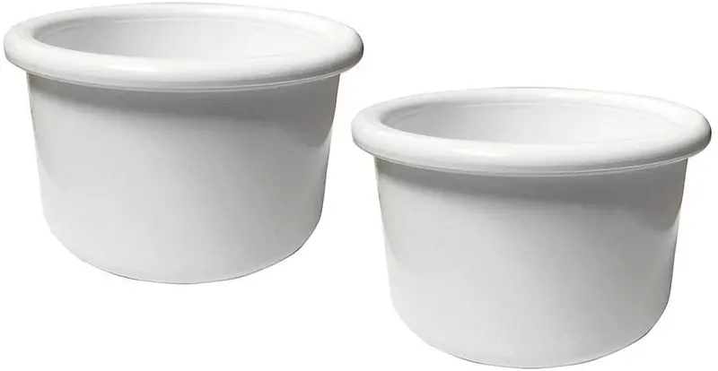 A & H Tool and Die Crock-Style Plato de plástico para pájaros, 16 onzas, Paquete de 2, Blanco