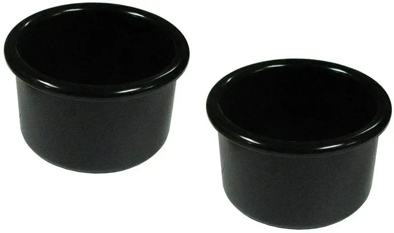 A & H Tool and Die Crock-Style Plato de plástico para pájaros, 16 onzas, Paquete de 2, Negro