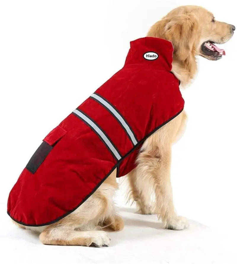 Abrigo Hiado para perro con agujero para arnés y tira reflectante para invierno frío