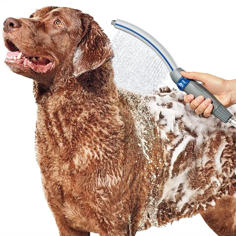 Accesorio para ducha para mascota Waterpik PPR-252 para uso en interiores o exteriores, 13 pulgadas, Azul/Gris.
