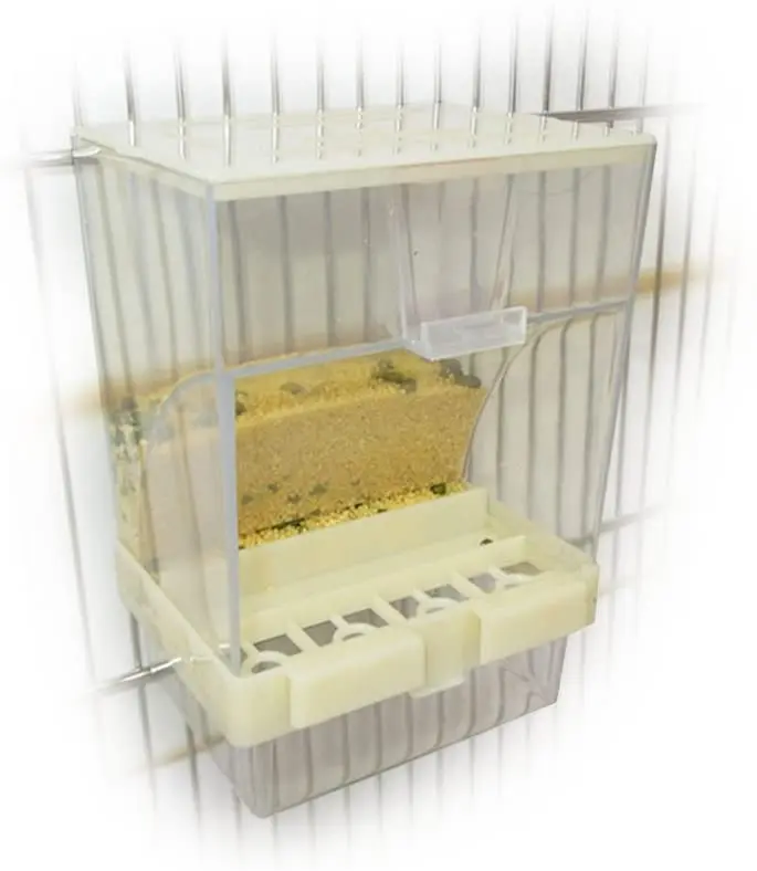 Acrílico comedero para pájaros para periquito Cockatiel Lovebird Canarias loros y pájaros de tamaño similar, 3.94 x 4.72 x 2.95 inch (largo x ancho x alto)