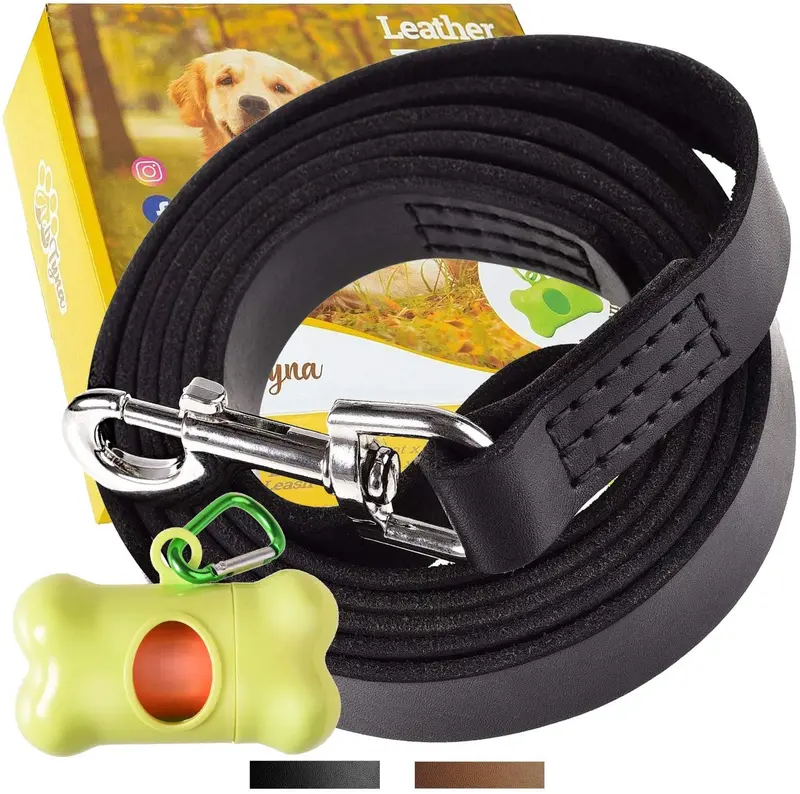 ADITYNA Correa para perro de piel resistente, 6 pies, correa de cuero fuerte y suave para perros extra grandes, grandes y medianos, correa de entrenamiento para perro