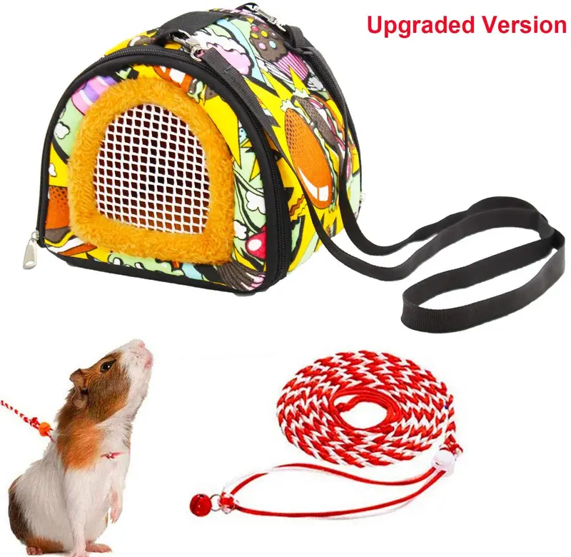 ADOGGYGO - Bolsa de transporte para hámster de bebé con correa, transpirable, portátil, para hámster, cobaya, erizo, ardilla, ratones, ratas, azúcar