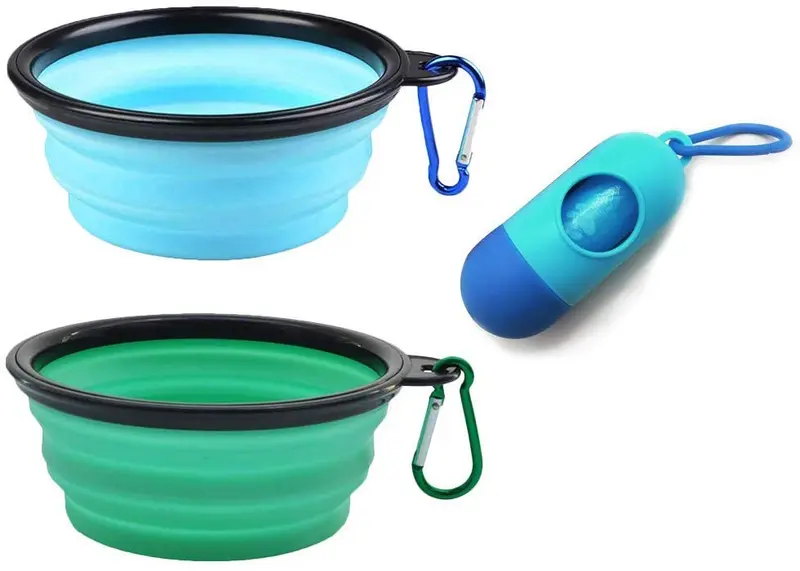 AGECASH - Cuenco plegable para perros, de silicona portátil, para viajes, ampliable para alimentar al agua de los alimentos, para el perro, gato, cuenco de viaje portátil para camping