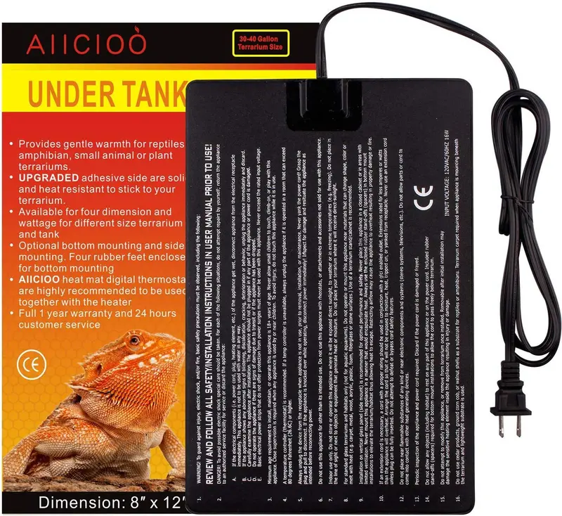 AIICIOO [Versión de actualización bajo tanque calentador de reptiles almohadilla de calefacción ideal para terrario de cangrejo ermitaño