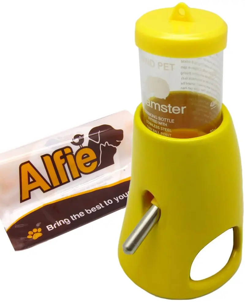 Alfie Pet - Botella de agua 2 en 1 con base de cerámica para animales pequeños como hámster enano y ratón