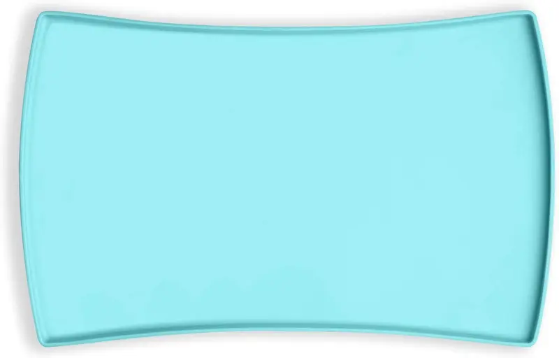 Alfombrilla de calidad superior para comedero de gatos CatGuru; pequeña (19 x 12 pulgadas) o grande (24 x 16 pulgadas). Hecha de silicona aprobada por la FDA con bordes altos y reverso antideslizante.