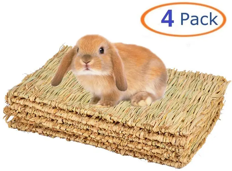 Alfombrilla de césped para conejo, juguete para masticar, tejido para cobaya, chinchilla, ardilla, hámster, rata, gato, perro y animal pequeño, 4 unidades
