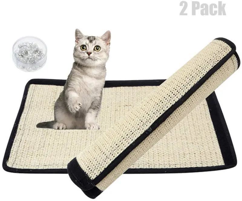 Alfombrilla rascadora para gatos de repuesto para árbol de gato natural con velcro para envolver muebles, sofá, silla, escritorio, patas (2 unidades)