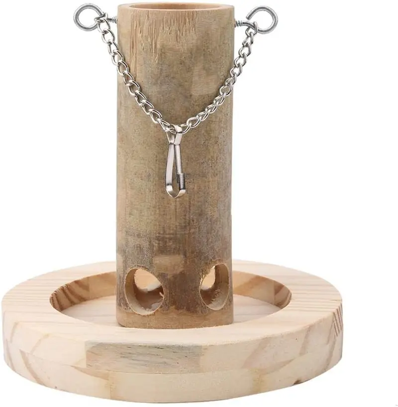 Alimentador de pájaros HEEPDD, tubo de bambú natural para colgar pájaros, contenedor de alimentos para almacenar alimentos a prueba de masticación.