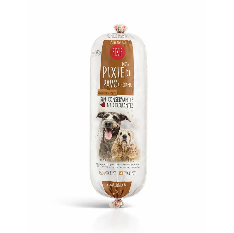 Alimento Congelado Pixie de pavo al horno para perros senior (baja en grasa y proteína)