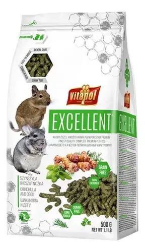 Alimento Excellent Para Chinchillas y Degus 500g