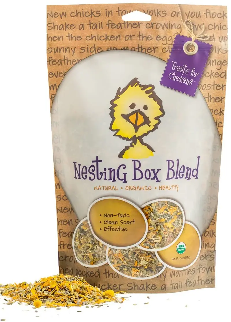 Alimento para pollos orgánico Mezcla de caja rodar – Ropa de cama para Coop de hierbas/ponederos, Bolsa, Marrón