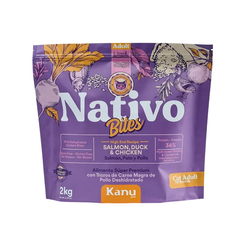 Alimento Seco Nativo Bites Salmón Pato y Pollo Kanu Pet para Gato Adulto