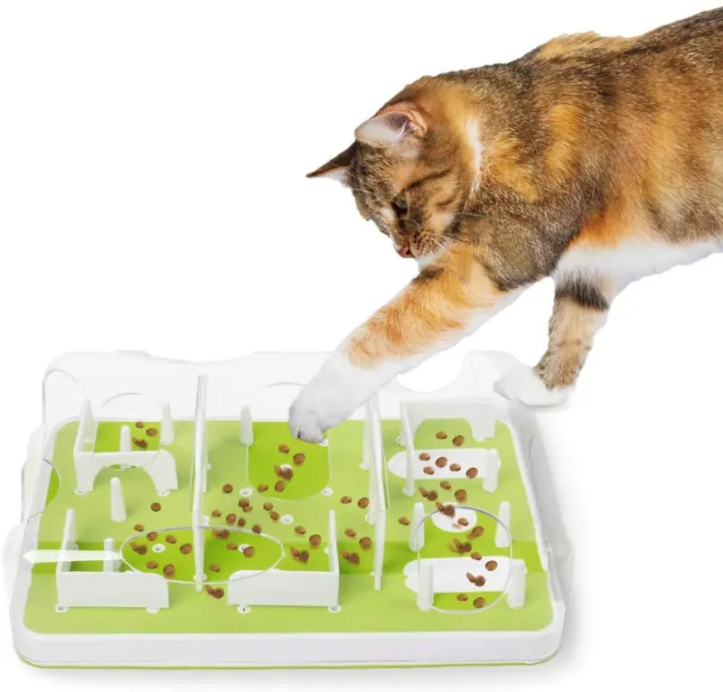 All for Paws Juguete interactivo para gatos con forma de puzle, dispensador de alimentos para gatos