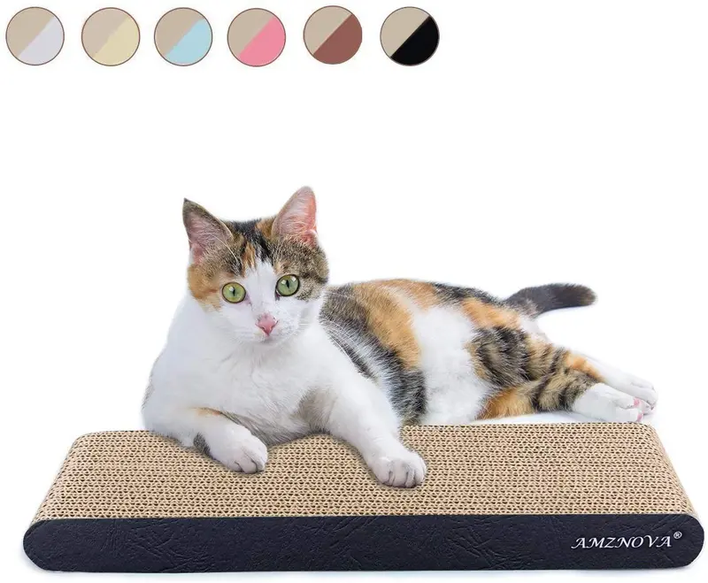 Almohadilla rascadora para gatos de AMZNOVA, de cartón duradero y reciclable con hierba para gatos