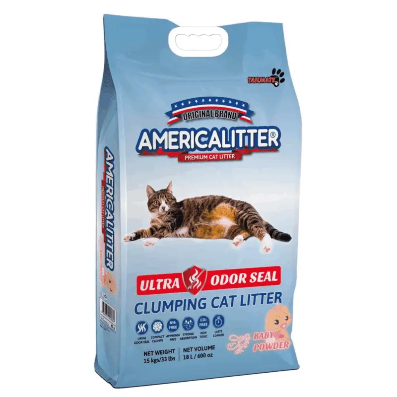 America Litter Ultra Odor Seal Talco Bebé 15 kg