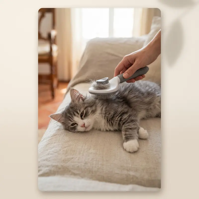 AMIKART Cepillo Autolimpiante para Perros y Gatos - Con Botón de Liberación