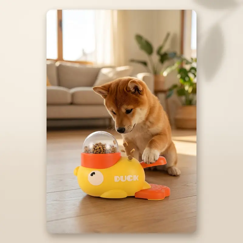 AMIKART Comedero Lento para Perros y Gatos con Forma de Pato - Antiahogo