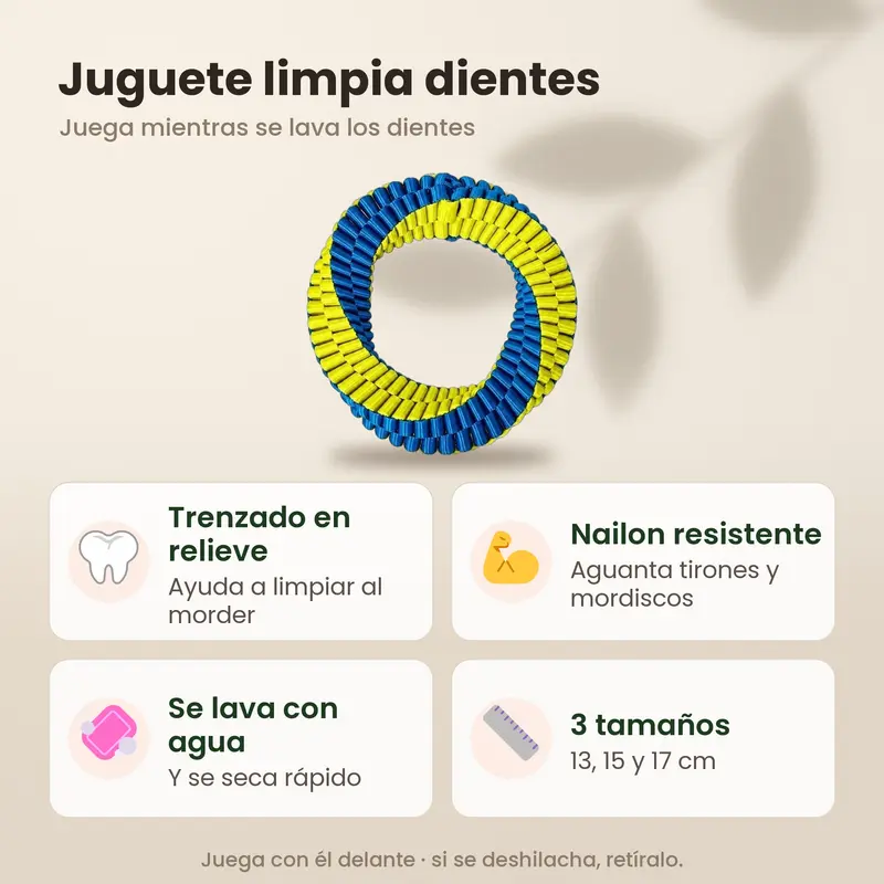 AMIKART Juguete Limpia Dientes para Perros - Aro Mordedor Trenzado