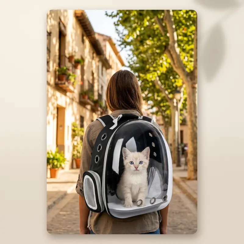 AMIKART Mochila Cápsula Transparente para Gatos - Transportín de Paseo
