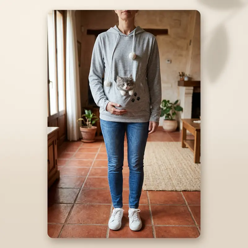 AMIKART Sudadera con Bolsillo Canguro para Llevar a tu Gato o Perro Pequeño