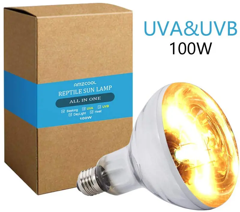 AMZCOOL UVB and UVA Reptile Heat Lamp Bulb Truly Sun-Like Bright Heat for Reptiles, Amphibian and Birds