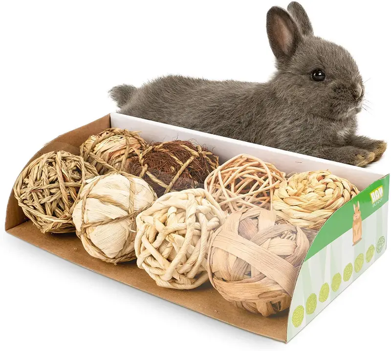 andwe - Pelotas de juguete para masticar juguetes para conejos, cobayas, conejos, conejos, chinchilla, conejito Degus, accesorios de entretenimiento para mascotas