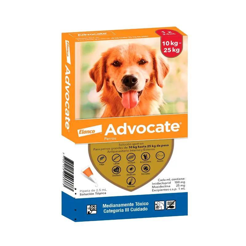 Antiparasitario Advocate Para Perro 10 A 25 Kg 2.5 Ml