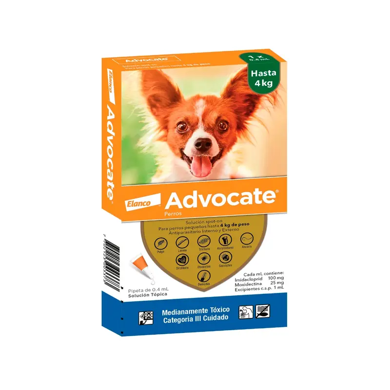 Antiparasitario Advocate Perro Hasta 4Kg 0.4Ml