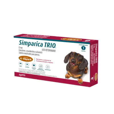 Antiparasitario Interno y Externo para perro Simparica Trio 5 Kg - 10 Kg 1 Tableta