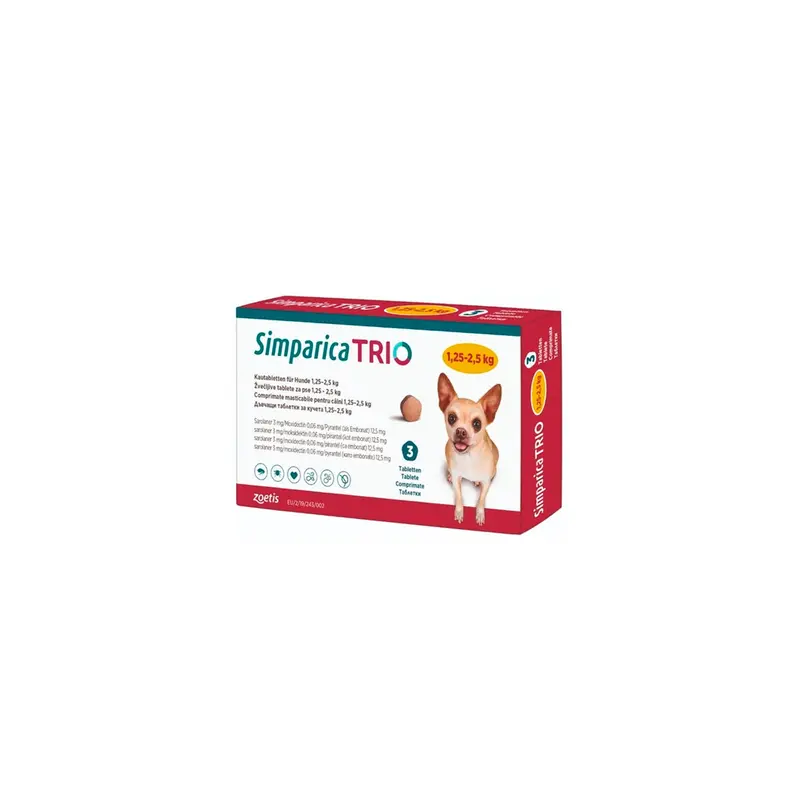 Antiparasitario Simparica Trio Para Perros De 1.25 A 2.5 Kg