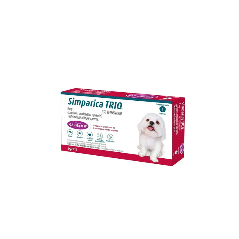 Antiparasitario Simparica Trio Para Perros De 2.5 A 5 Kg