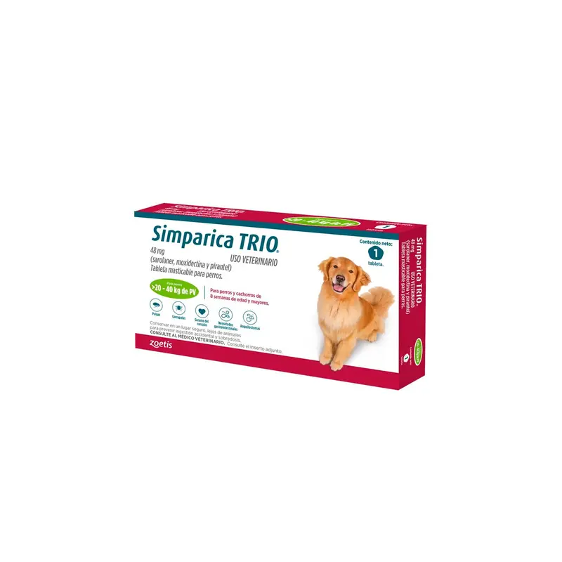 Antiparasitario Simparica Trio Para Perros De 20 A 40 Kg