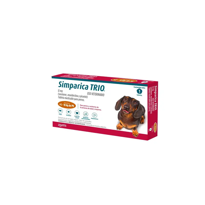 Antiparasitario Simparica Trio Para Perros De 5 A 10 Kg