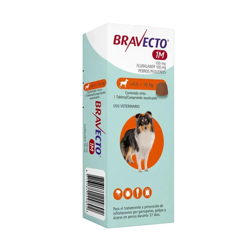 Antipulgas Bravecto 1 Mes Comprimido 4.5 a 10 KG Para Perros