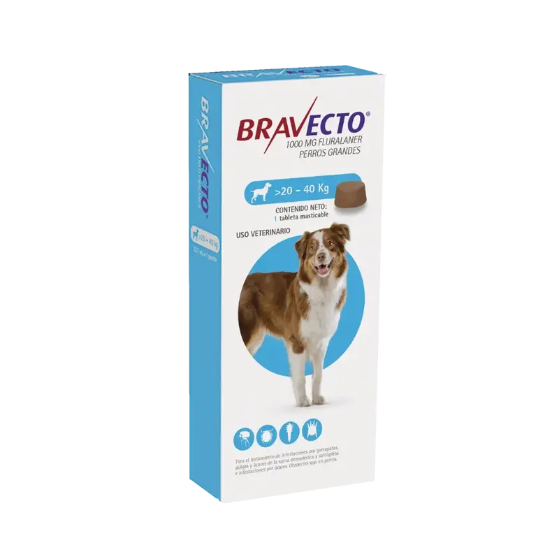 Antipulgas Bravecto 20 a 40 kg para perro