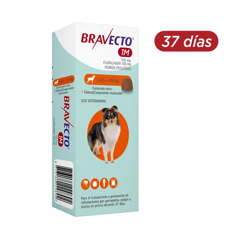 Antipulgas Garrapatas Bravecto 37 Días (Perros 4,5 A 10Kg)