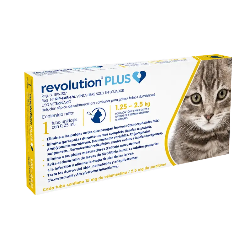 Antipulgas Revolution Plus 1,25 Kg a 2,5 Kg para Gatos
